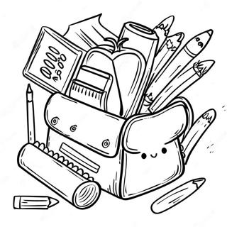 Cheerful Back To School Supplies Coloring Page 44984-35598