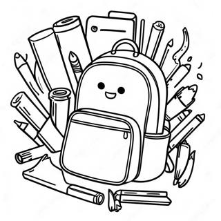 Cheerful Back To School Supplies Coloring Page 44984-35599