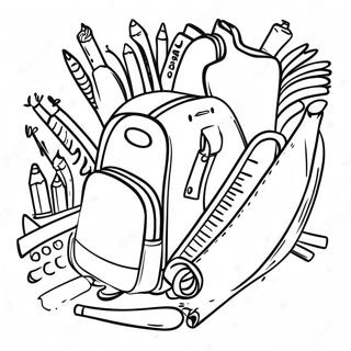 Cheerful Back To School Supplies Coloring Page 44984-35600