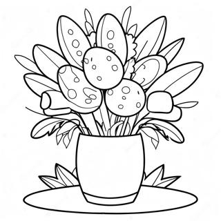 Colorful Easter Flower Bouquet Coloring Page 45074-35617