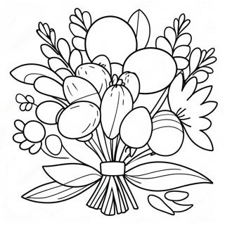 Colorful Easter Flower Bouquet Coloring Page 45074-35619