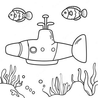 Colorful Yellow Submarine Underwater Scene Coloring Page 45114-35665