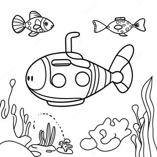 Colorful Yellow Submarine Underwater Scene Coloring Page 45114-35666