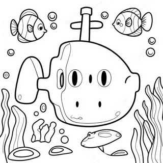 Colorful Yellow Submarine Underwater Scene Coloring Page 45114-35668