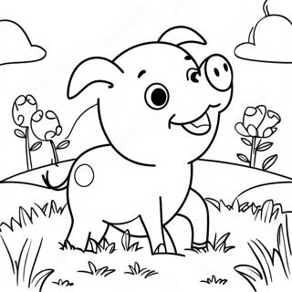 Happy Piglet In A Field Coloring Page 4511-3595