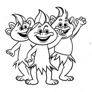 Colorful Trolls Dancing Coloring Page 45124-35672