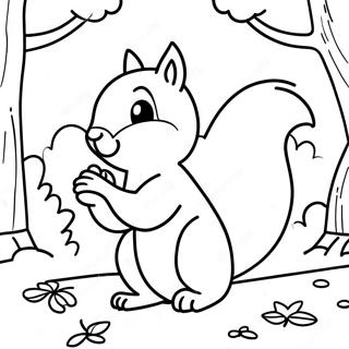 Cute Kindergarten Squirrel In Autumn Coloring Page 45224-35748