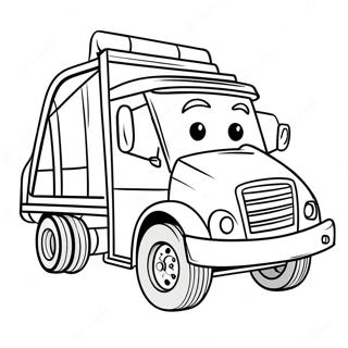 Cute Trash Truck Driving Coloring Page 45294-35794