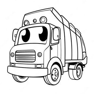 Cute Trash Truck Driving Coloring Page 45294-35795