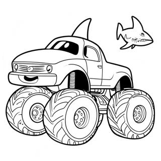 Shark Monster Truck Racing Coloring Page 4540-3614