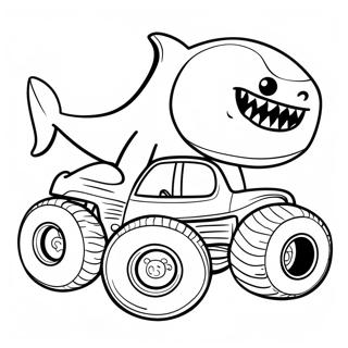 Shark Monster Truck Racing Coloring Page 4540-3616