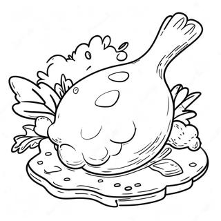 Crispy Fried Chicken Drumstick Coloring Page 45414-35897