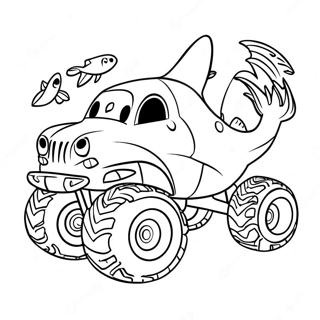 Ferocious Shark Monster Truck Coloring Page 4541-3619