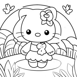 Página Para Colorir Fada Hello Kitty Fofa Em Um Jardim De Flores 45494-35959