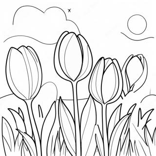 Realistischer Tulpen Garten Ausmalbild 45503-35965