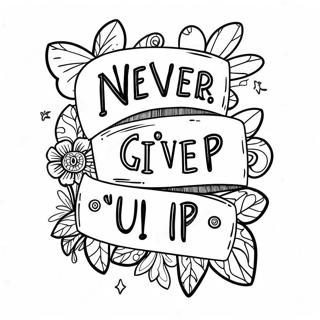 Never Give Up Motivational Quote Coloring Page 45533-35985