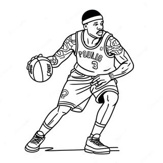 Allen Iverson Dribbling Coloring Page 45544-36024