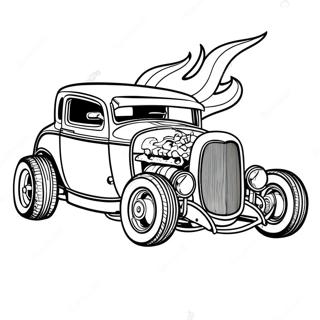 Vintage Hot Rod With Flames Coloring Page 4561-3642