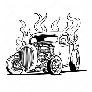 Vintage Hot Rod With Flames Coloring Page 4561-3643