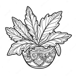 Detailed Pot Leaf Coloring Page 45634-36072