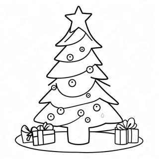 Easy Cute Christmas Tree Coloring Page 4570-3629