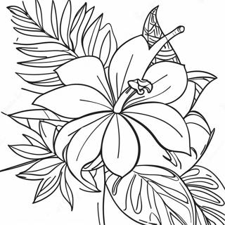 Tropical Flower Realistic Flower Coloring Pages