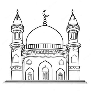 Pagini De Colorat Cu O Moschee Islamică Drăguță 45854-36243