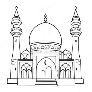 Pagini De Colorat Cu O Moschee Islamică Drăguță 45854-36244