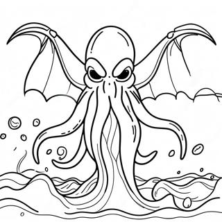 Cthulhu Rising From The Ocean Coloring Page 45864-36256