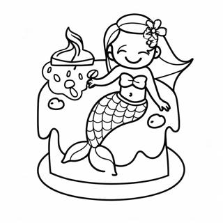 Mermaid Cake Coloring Pages