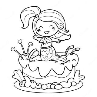 Mermaid Cake With Colorful Sprinkles Coloring Page 45993-36352