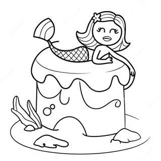 Underwater Mermaid Cake Coloring Page 45994-36371