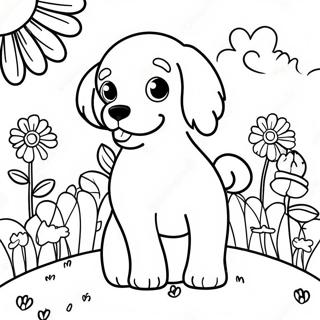 Playful Cavapoo In A Flower Field Coloring Page 46004-36365