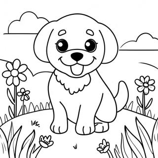 Playful Cavapoo In A Flower Field Coloring Page 46004-36367