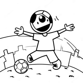 Happy Stickman Playing Soccer Coloring Page 46074-36415