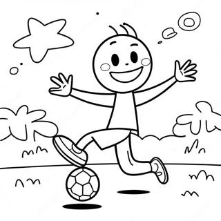 Happy Stickman Playing Soccer Coloring Page 46074-36416