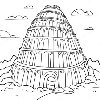 Colorful Tower Of Babel Scene Coloring Page 46154-36485