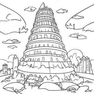 Colorful Tower Of Babel Scene Coloring Page 46154-36487