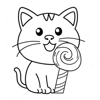 Cute Candy Cat With Lollipop Coloring Page 46274-36574