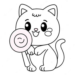 Cute Candy Cat With Lollipop Coloring Page 46274-36575