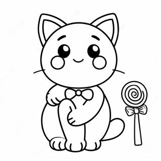 Cute Candy Cat With Lollipop Coloring Page 46274-36576