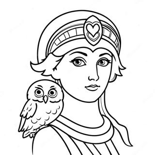 Wise Athena With Owl Coloring Page 46304-36606