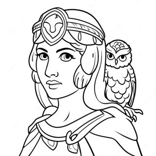 Wise Athena With Owl Coloring Page 46304-36608