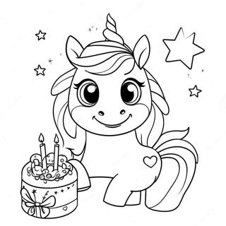 Happy Birthday Unicorn Coloring Pages