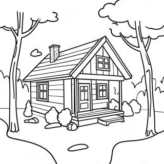 Cozy Cabin In The Woods Coloring Page 46353-36642