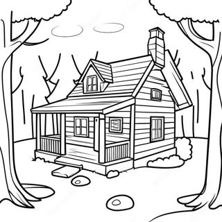 Cozy Cabin In The Woods Coloring Page 46353-36643