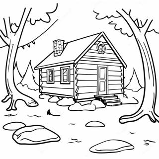 Cozy Cabin In The Woods Coloring Page 46353-36644