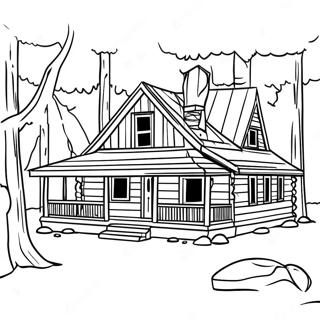 Rustic Log Cabin In The Woods Coloring Page 46354-36646