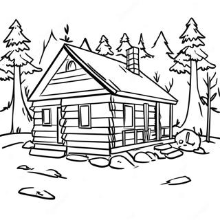 Rustic Log Cabin In The Woods Coloring Page 46354-36648