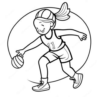 Girl Basketball Player Dribbling Coloring Page 46363-36651